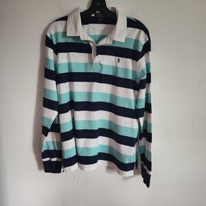 Boys SZ XL (18-20) Polo Ralph Lauren Long-Sleeve Rugby Stripe Polo